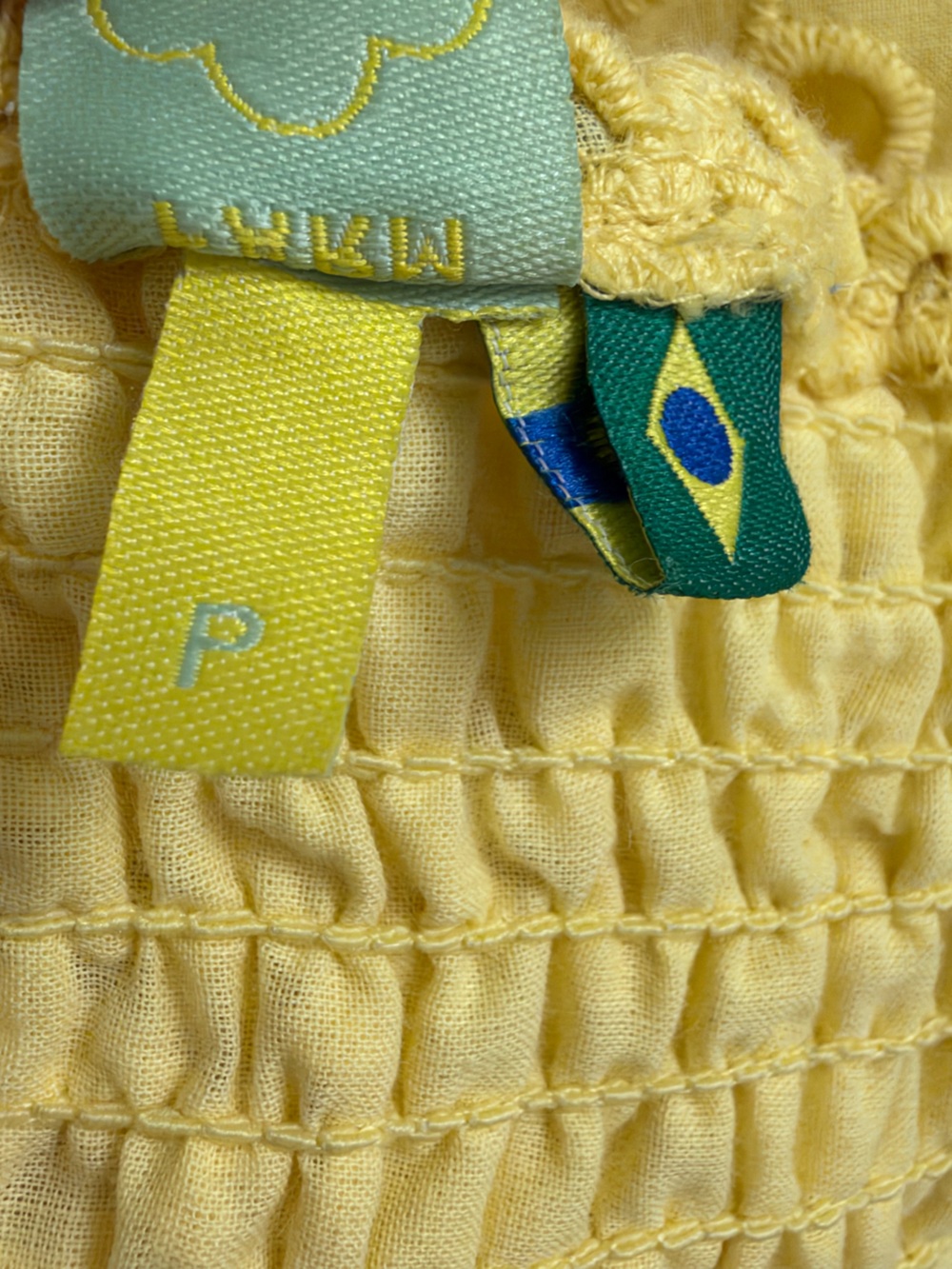 🌸FARM Sunny Yellow Eyelet Tie-Front Maxi Dress size S Boho Chic Resort Coastal - Picture 12 of 15